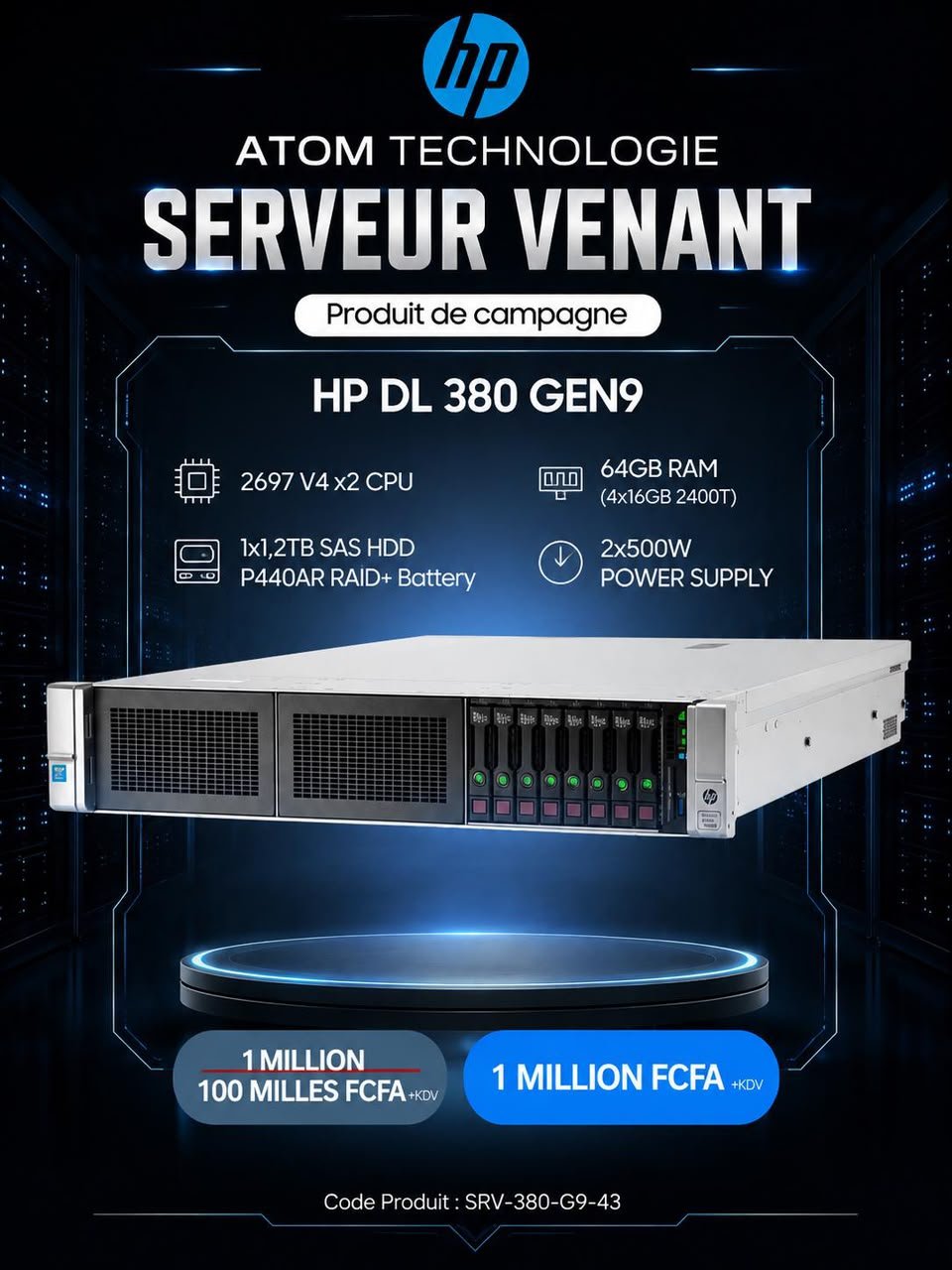 HP ProLiant DL380 Gen9 — référence SRV-380-G9-43