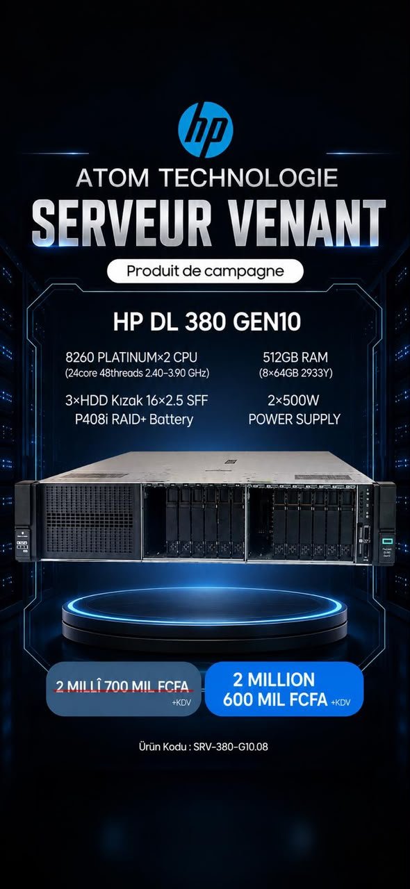 HP ProLiant DL380 Gen10 512 Go — référence SRV-380-G10.08